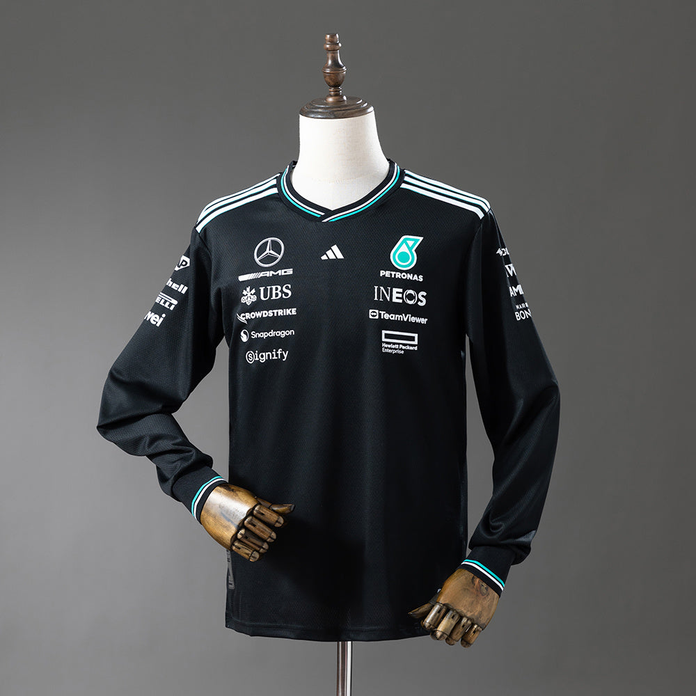 Mercedes Formula 1 2025 Camiseta Negra Manga Larga